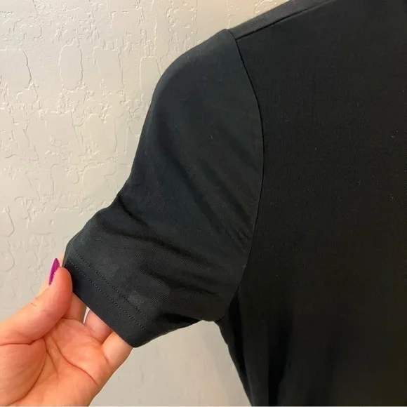 Venus bodycon midi Tshirt dress in black, side ruching, short sleeve, NWOT, XS - Picture 7 of 11